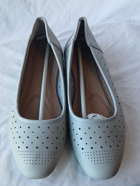 Source Unknown Shoes - Source Unknown Light Gray Perforated Ballet Flats